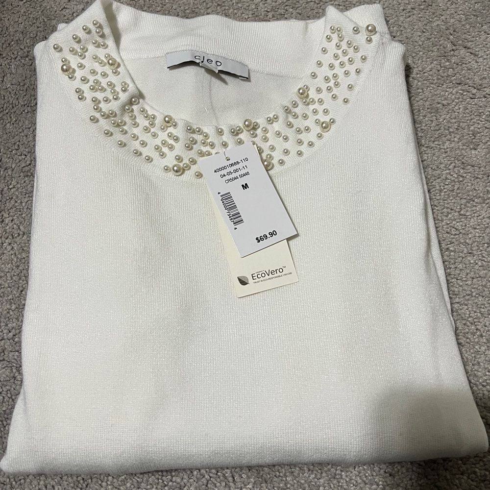 🆕 Cleo Ivory Top with Pearl Details